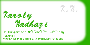 karoly nadhazi business card